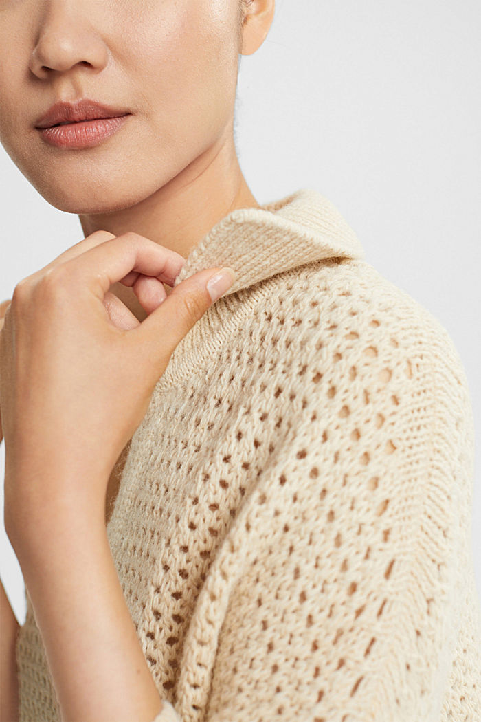 Alpaca blend: textured knit jumper, CREAM BEIGE, detail-asia image number 3