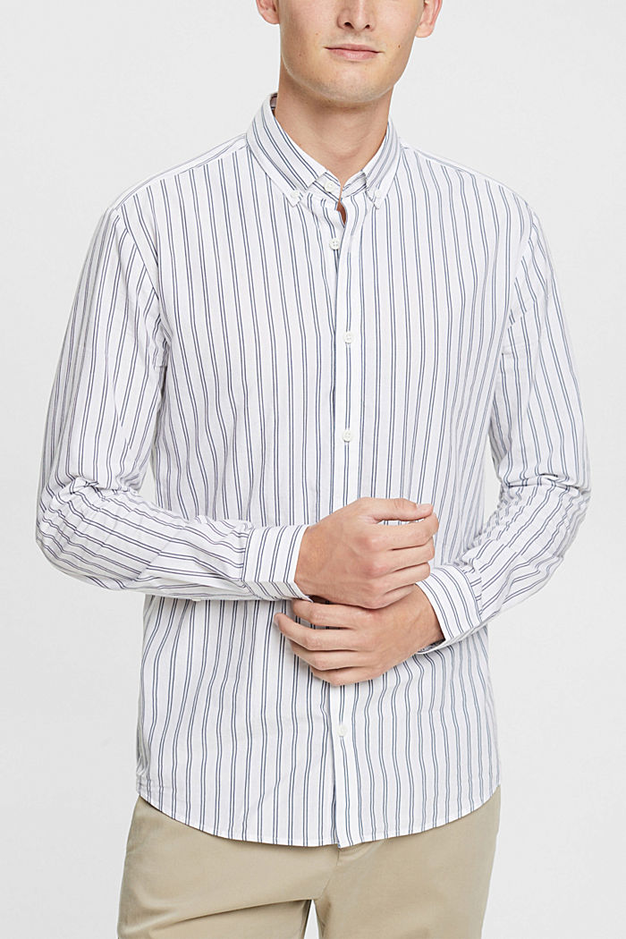 條紋鈕扣襯衫, WHITE, detail-asia image number 0
