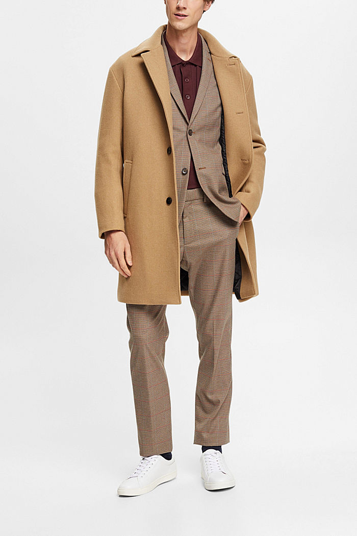 Checkered wool touch blazer, CAMEL, detail-asia image number 1