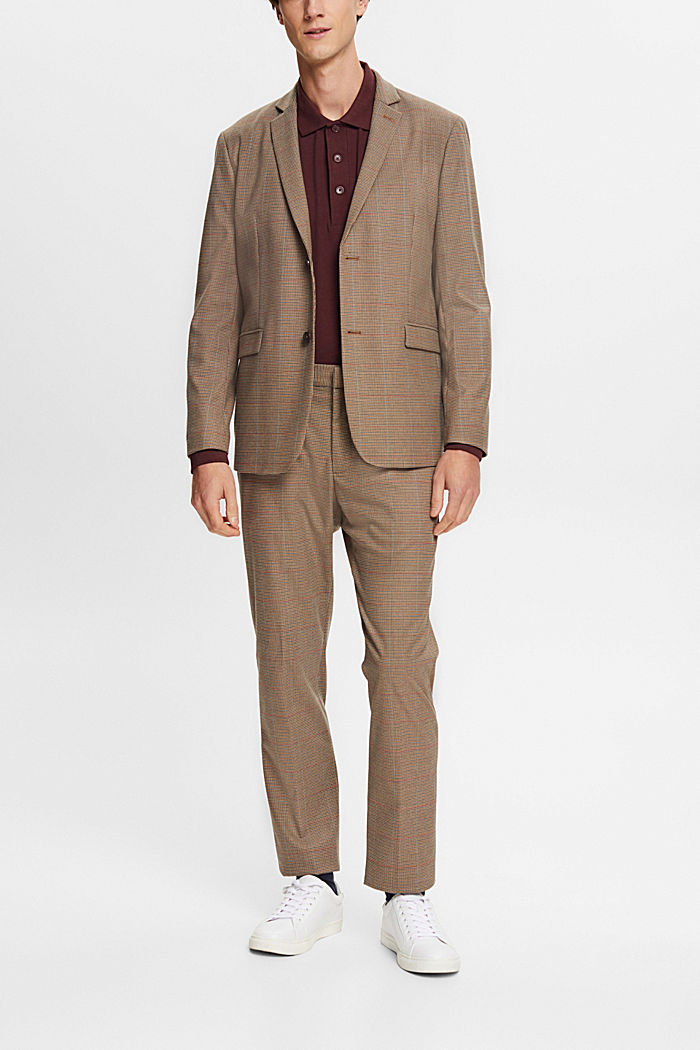 Checkered wool touch blazer, CAMEL, detail-asia image number 4