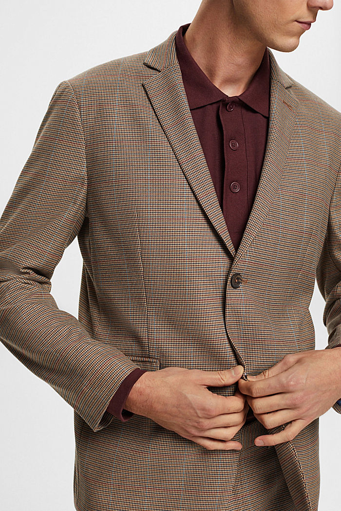 Checkered wool touch blazer, CAMEL, detail-asia image number 2
