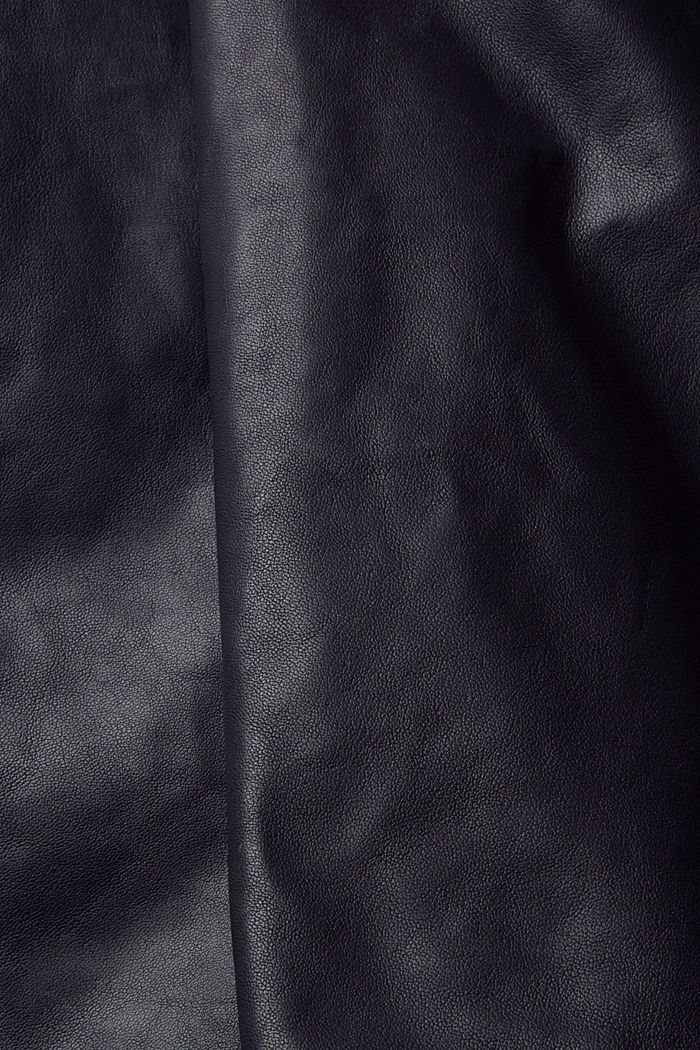 羅紋針織衣領皮革外套, NAVY, detail-asia image number 4