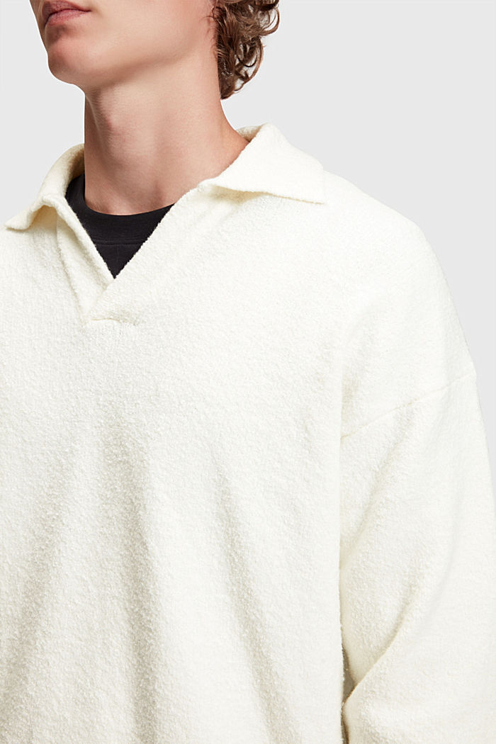 Jumper with a polo collar, OFF WHITE, detail-asia image number 3
