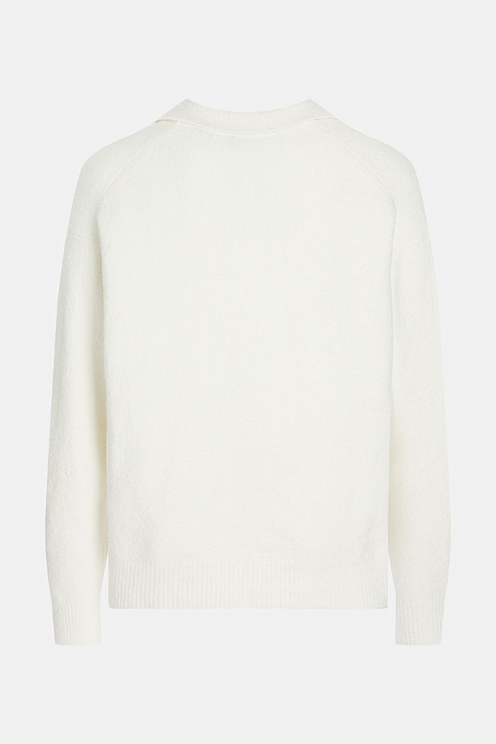 Jumper with a polo collar, OFF WHITE, detail-asia image number 5