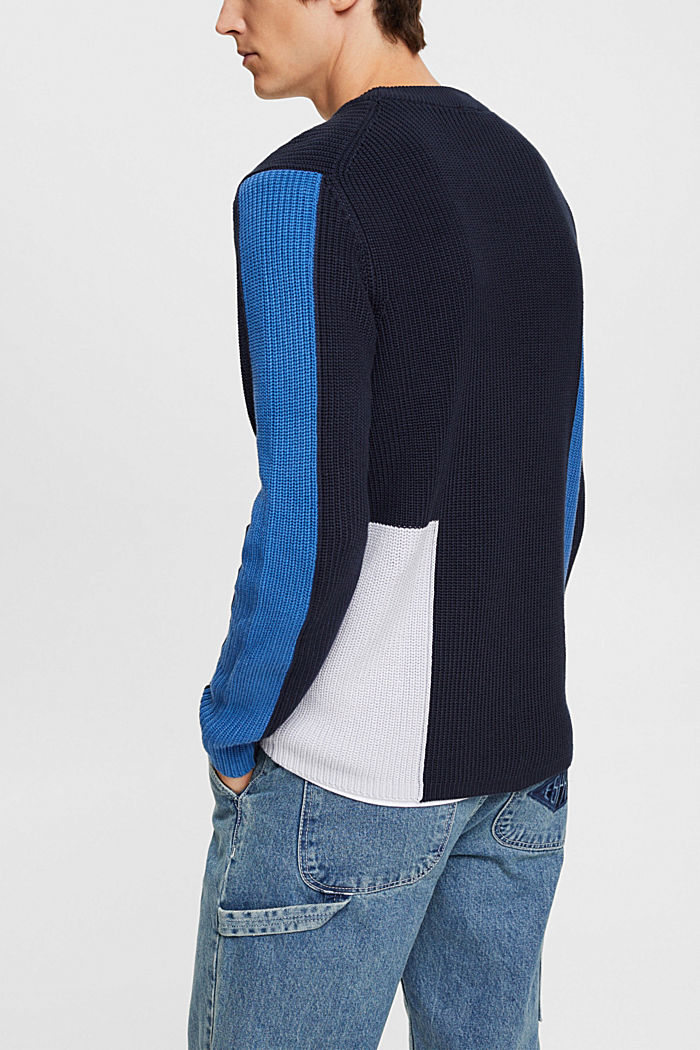 Knitted colour block jumper, NAVY, detail-asia image number 1