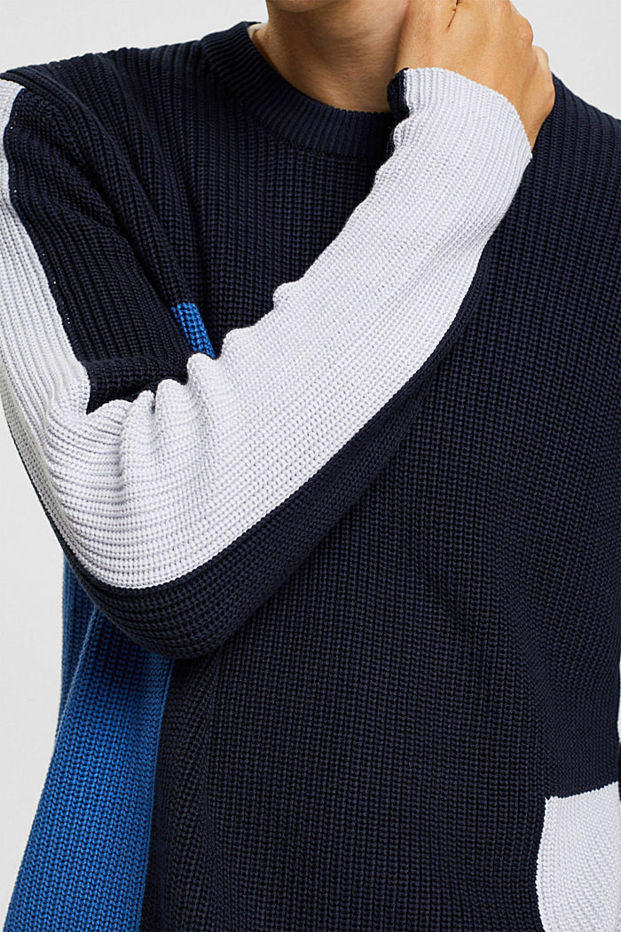 Knitted colour block jumper, NAVY, detail-asia image number 4
