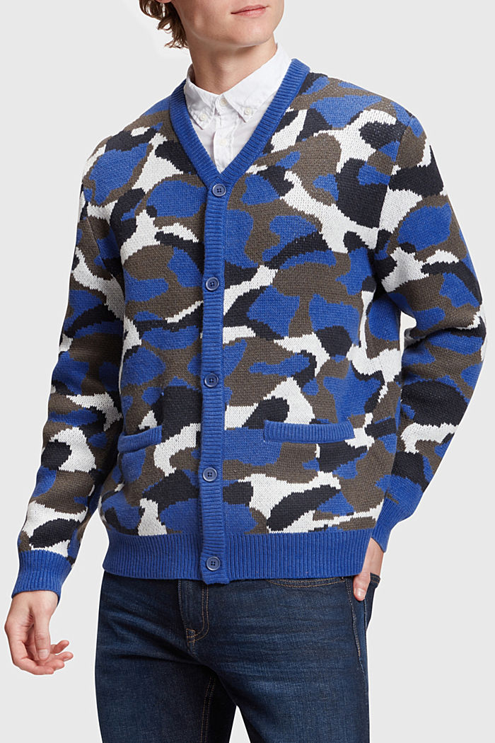 Camouflage cardigan, NAVY, detail-asia image number 0