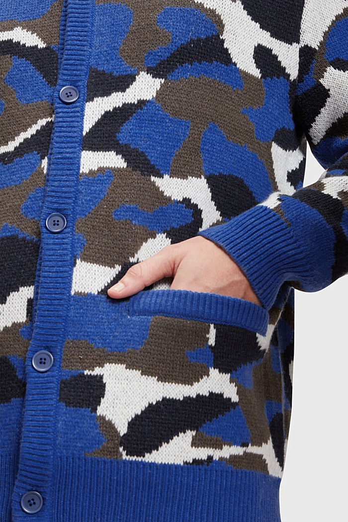 Camouflage cardigan, NAVY, detail-asia image number 3