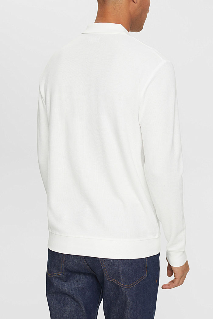 Long sleeve piqué polo shirt, OFF WHITE, detail-asia image number 3