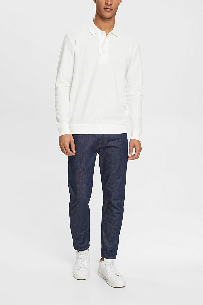 Long sleeve piqué polo shirt, OFF WHITE, detail-asia image number 4