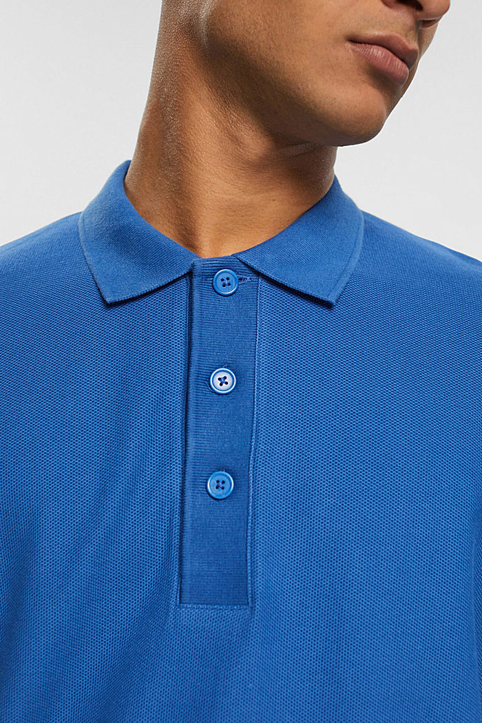長袖珠地 Polo 衫, 藍色, detail-asia image number 2