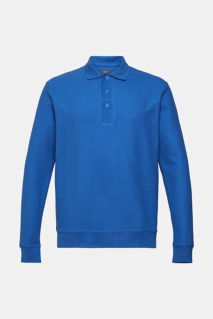 Long sleeve piqué polo shirt, BLUE, detail-asia image number 6