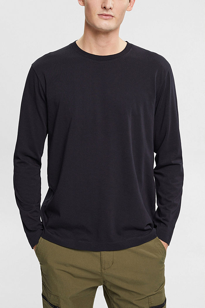 Jersey long sleeve top, BLACK, detail-asia image number 0