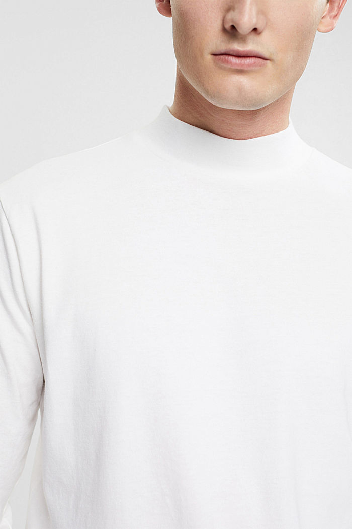 Stand-up collar long sleeve top, WHITE, detail-asia image number 3