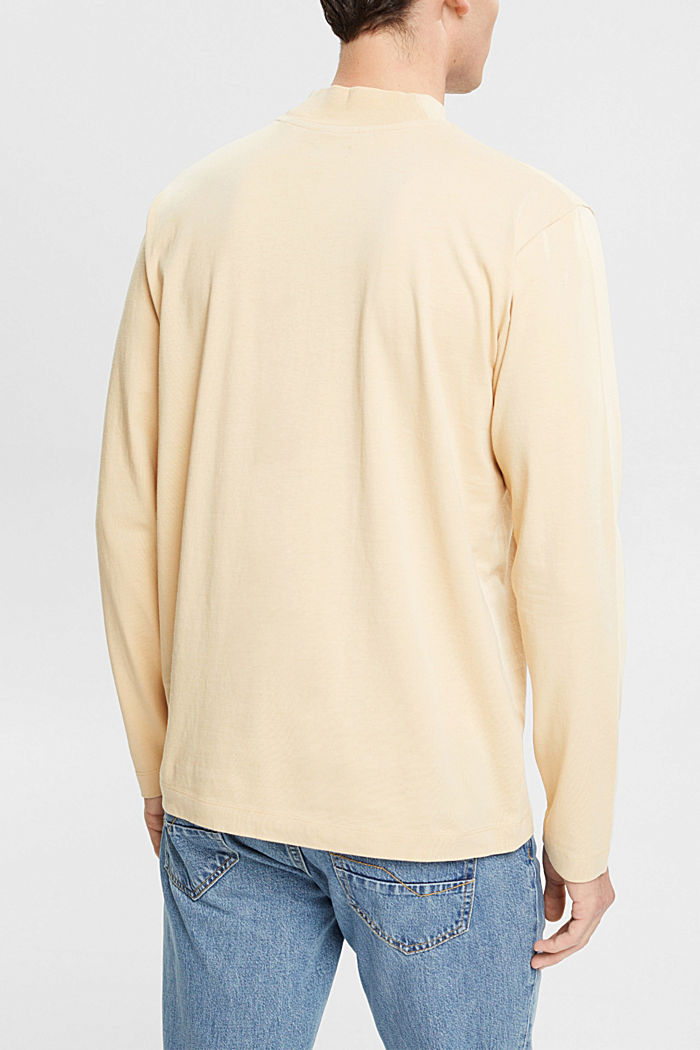 Stand-up collar long sleeve top, CREAM BEIGE, detail-asia image number 3