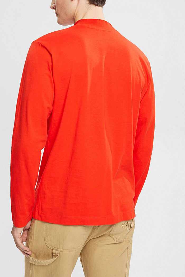 Stand-up collar long sleeve top, RED, detail-asia image number 1