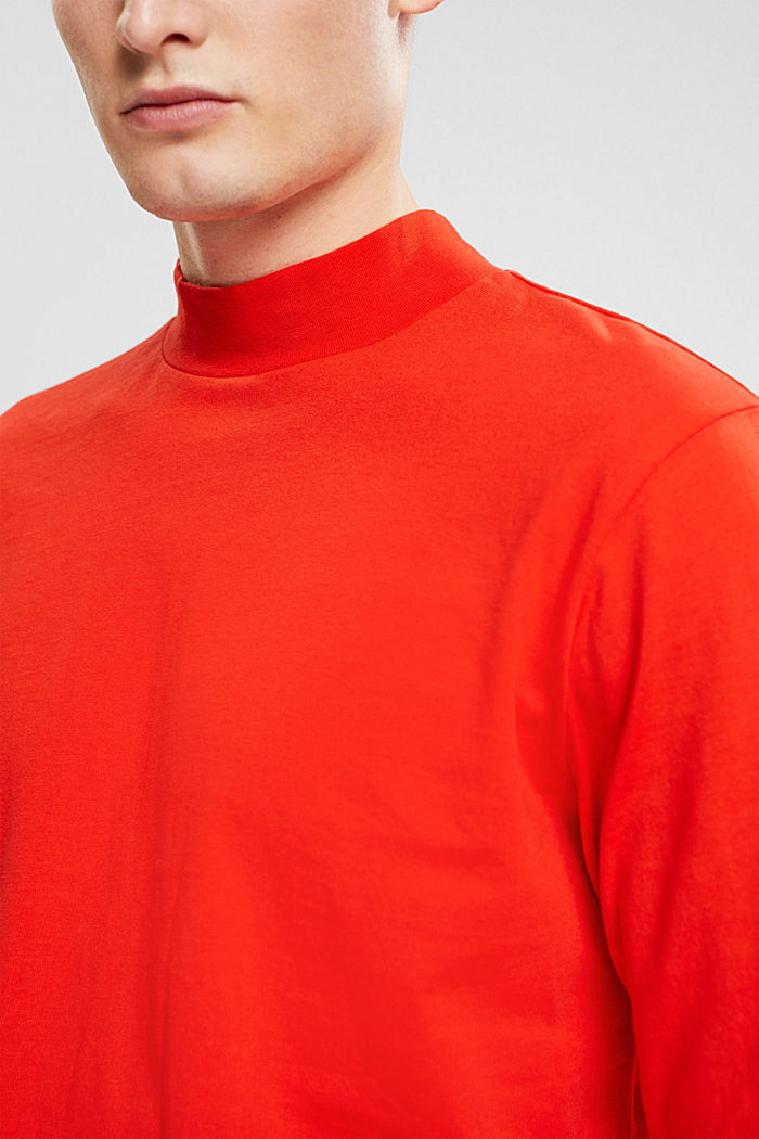 Stand-up collar long sleeve top, RED, detail-asia image number 4