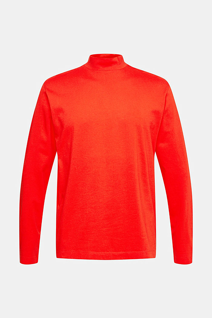 Stand-up collar long sleeve top, RED, detail-asia image number 6