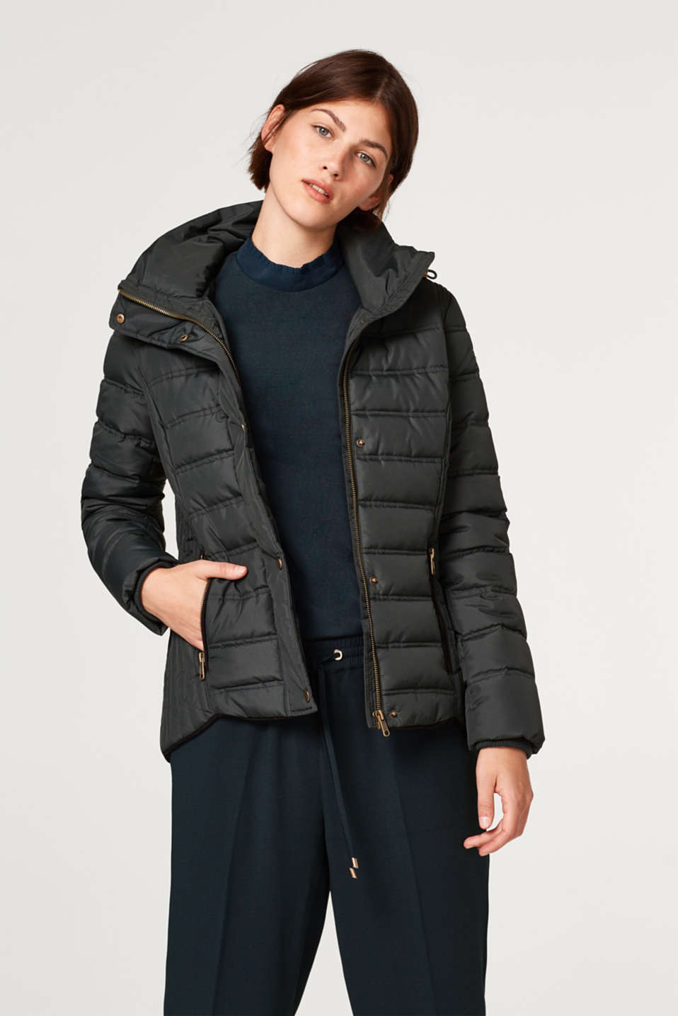 edc - Padded quilted jacket with a hood at our Online Shop