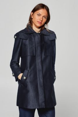 Esprit Coat in a trench coat style with a hood at our Online Shop