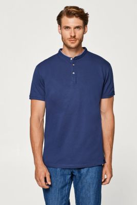 Esprit Straight polo shirt with a standup collar, 100 cotton at our Online Shop