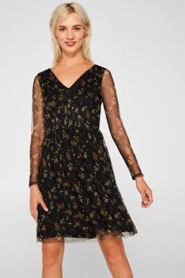 edc MeshKleid mit SmokDetails im Online Shop kaufen