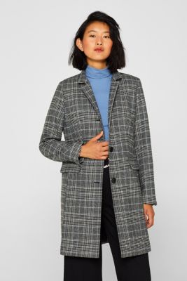 Esprit - With wool: Padded coat with a checked pattern at our Online Shop