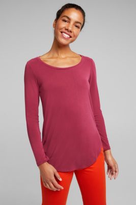 Esprit - Long sleeve top with a shiny, matte finish at our Online Shop