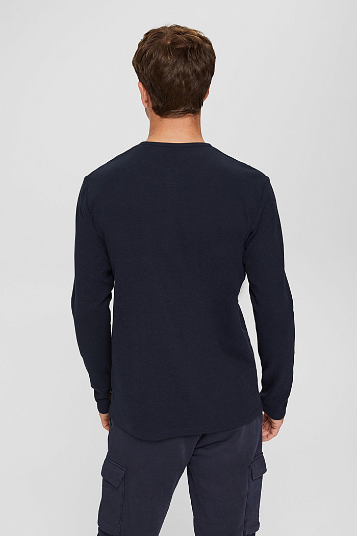 Long sleeve top with a button placket, organic cotton, NAVY, detail image number 3
