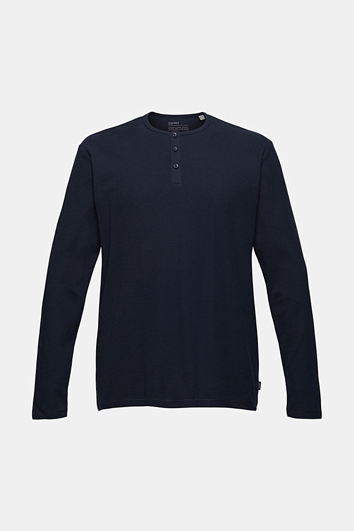 Long sleeve top with a button placket, organic cotton, NAVY, detail image number 7