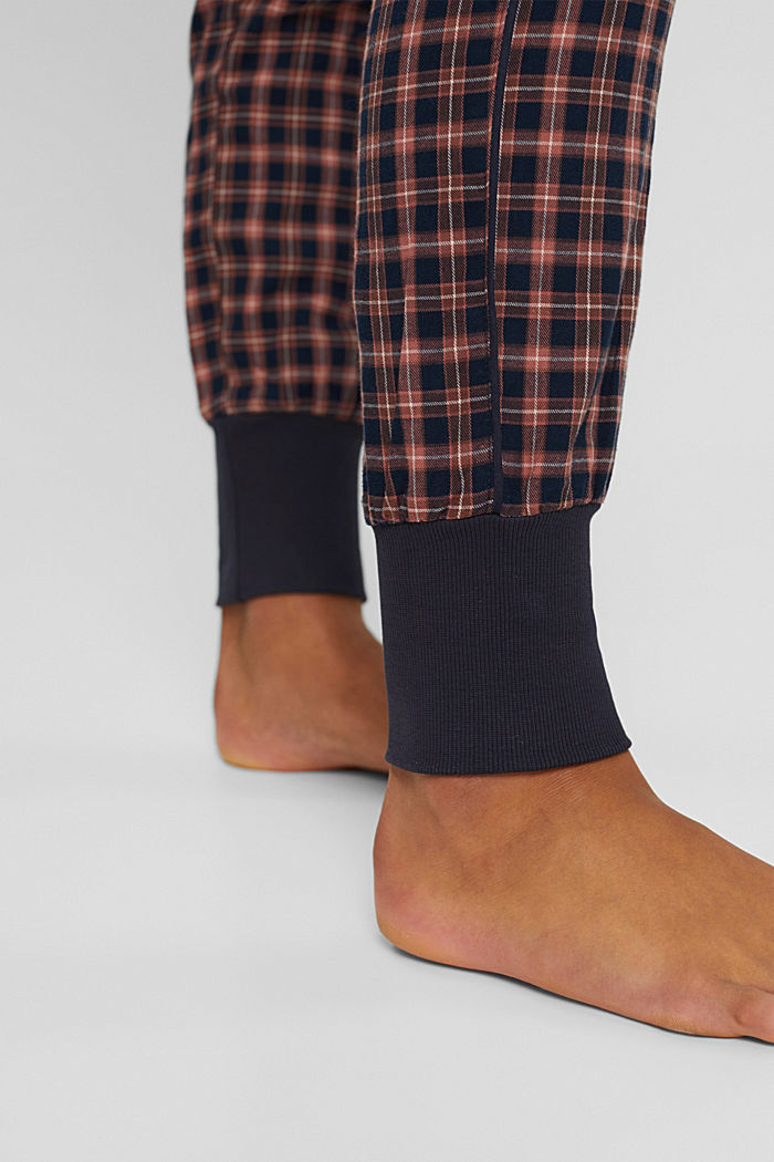 Spodnie od piżamy w kratkę, bawełna organiczna, NAVY, detail image number 5