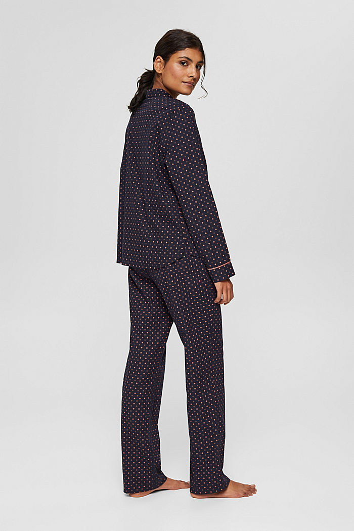 Pyjamas with a polka dot print, 100% organic cotton, NAVY, detail image number 1