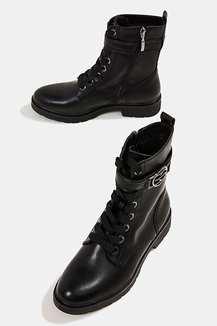 Faux leather worker boots, BLACK, detail image number 6