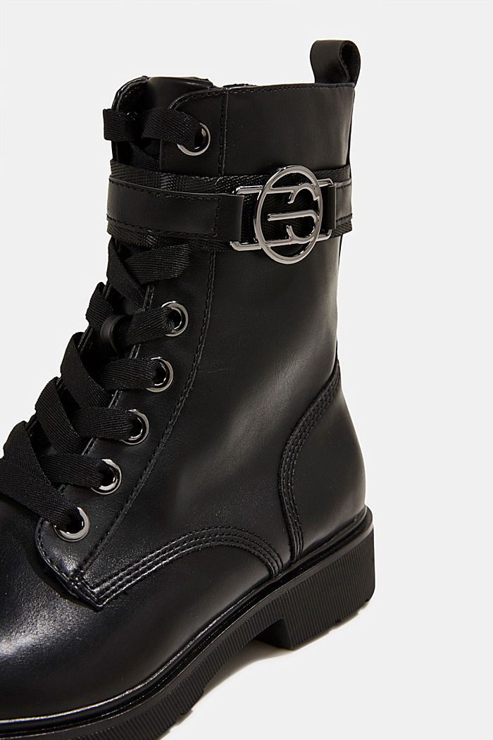 Faux leather worker boots, BLACK, detail image number 4