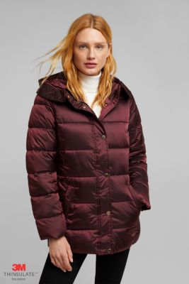 esprit recycled quilted coat with a hood