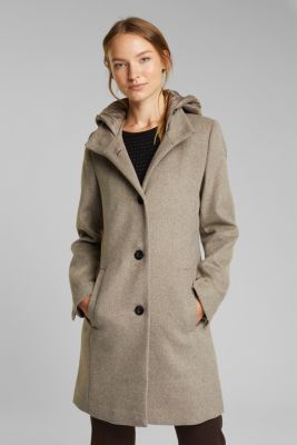 Esprit Wool blend Coat with a hood at our Online Shop