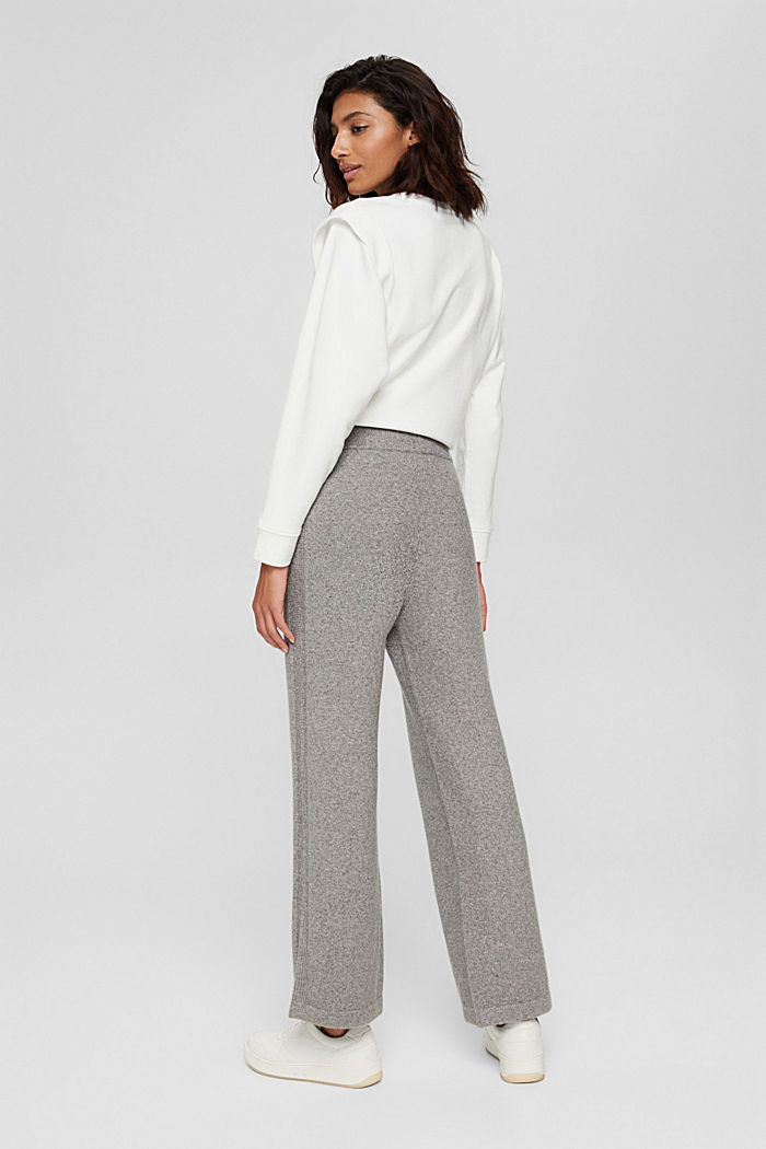 Wool blend: knitted trousers with a wide leg, MEDIUM GREY, detail image number 3