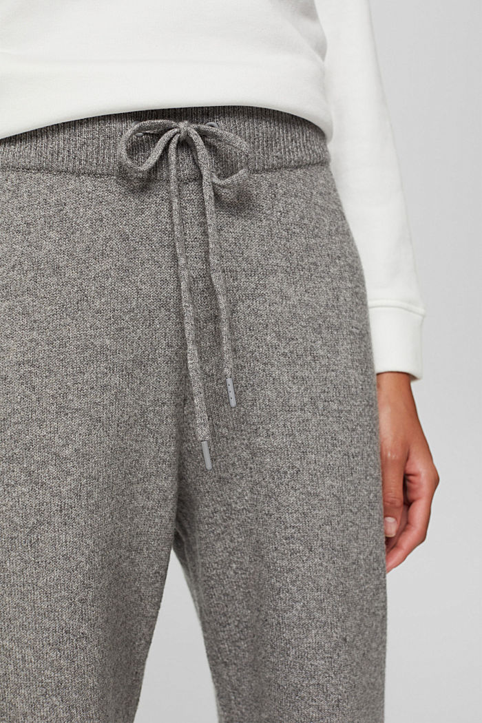 Wool blend: knitted trousers with a wide leg, MEDIUM GREY, detail image number 2