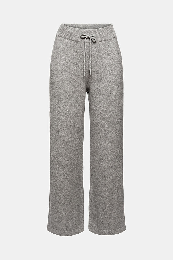 Wool blend: knitted trousers with a wide leg, MEDIUM GREY, detail image number 5