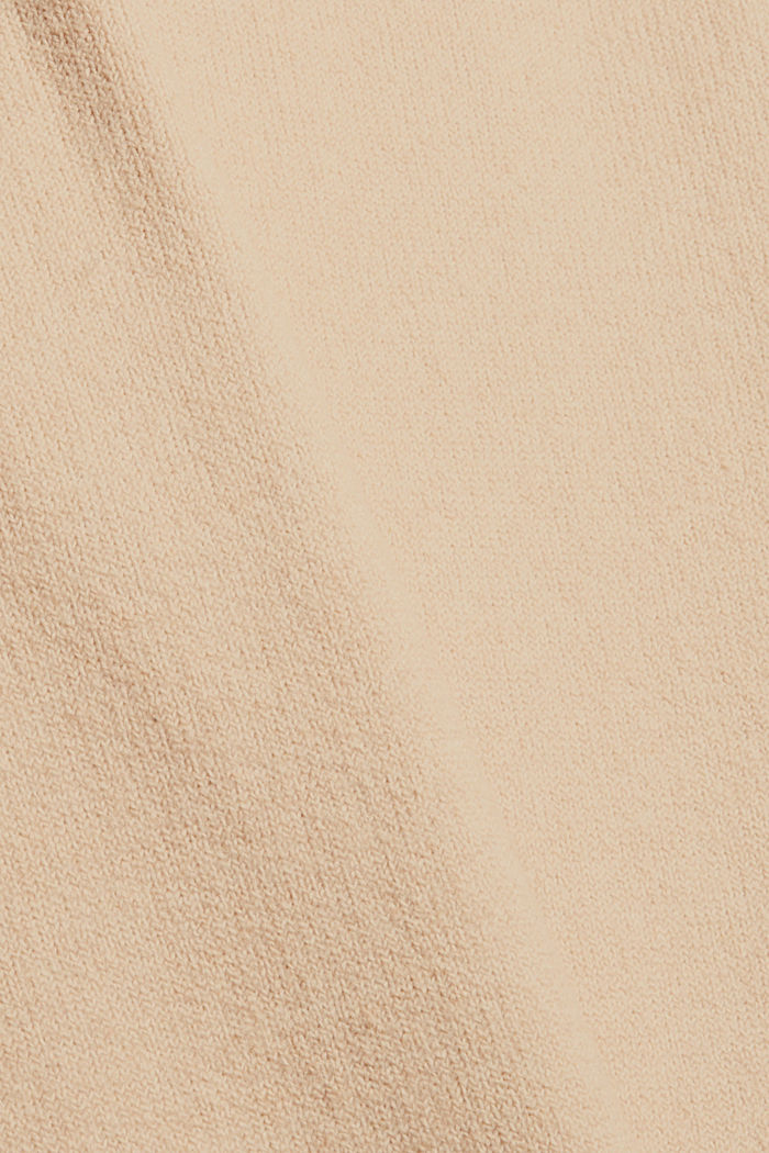 Met wol: gebreide broek met wijde pijpen, BEIGE, detail image number 4