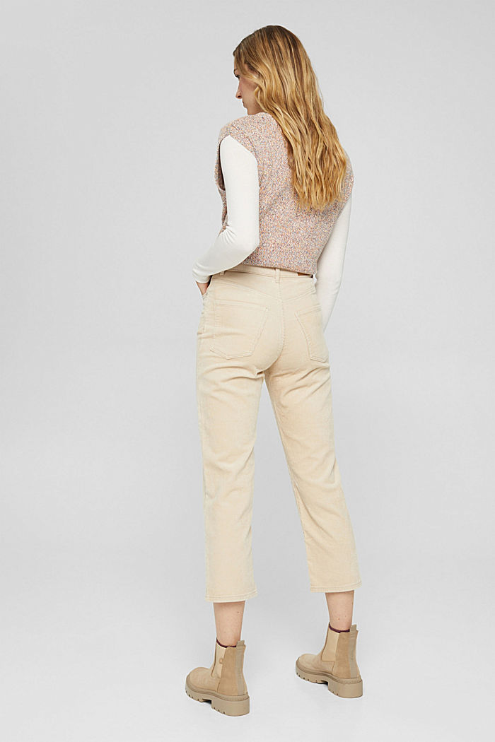Pantalon court en velours côtelé de coupe tendance, BEIGE, detail image number 3
