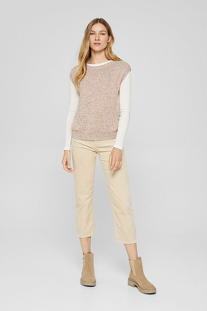 Cropped corduroy trousers in a fashion fit, BEIGE, detail image number 1
