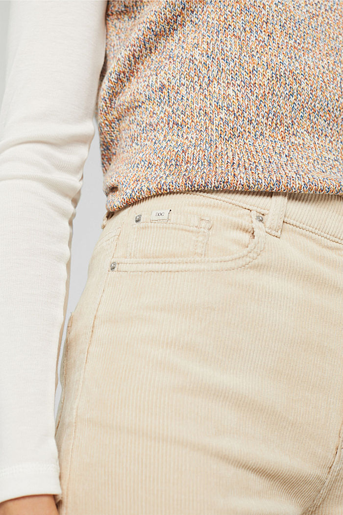 Pantalon court en velours côtelé de coupe tendance, BEIGE, detail image number 2
