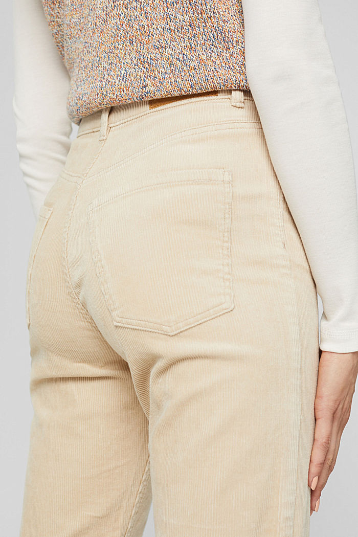 Pantalon court en velours côtelé de coupe tendance, BEIGE, detail image number 5