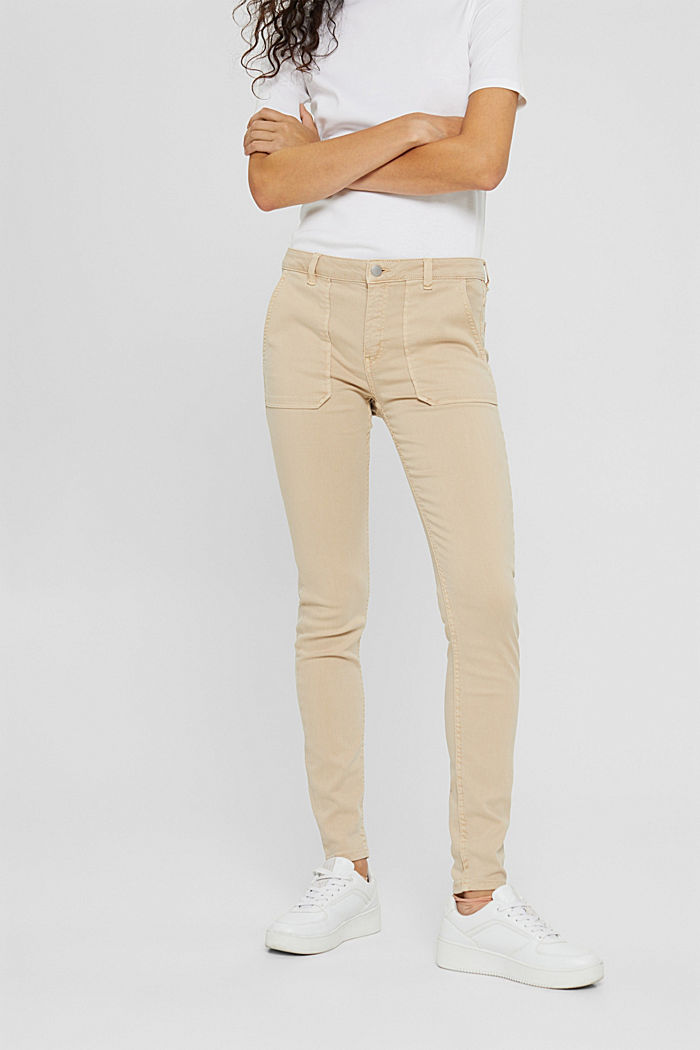 Stretch trousers with organic cotton, BEIGE, detail image number 0