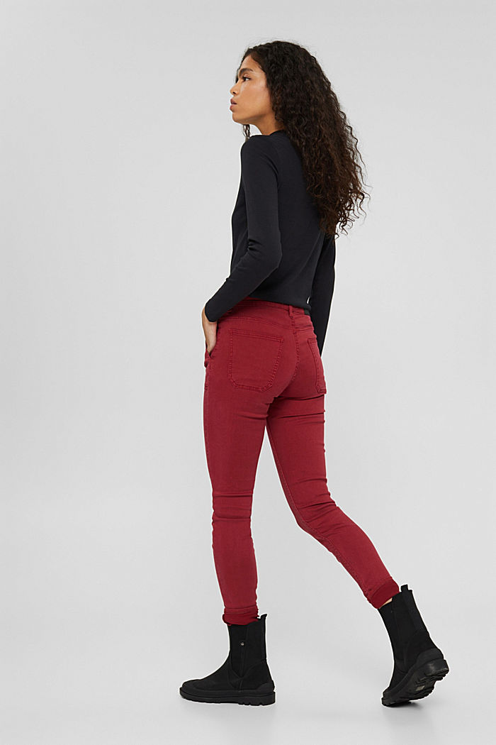 Stretch trousers with organic cotton, DARK RED, detail image number 3