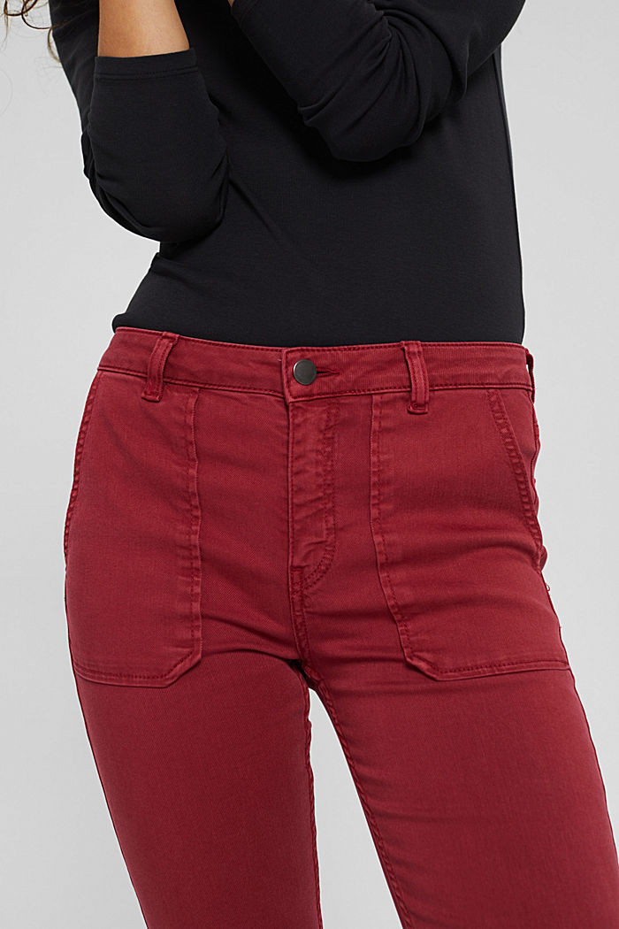 Spodnie ze streczem i bawełną organiczną, DARK RED, detail image number 2