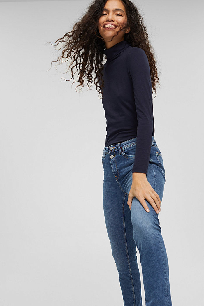 Stretch jeans made of organic cotton, BLUE MEDIUM WASHED, overview