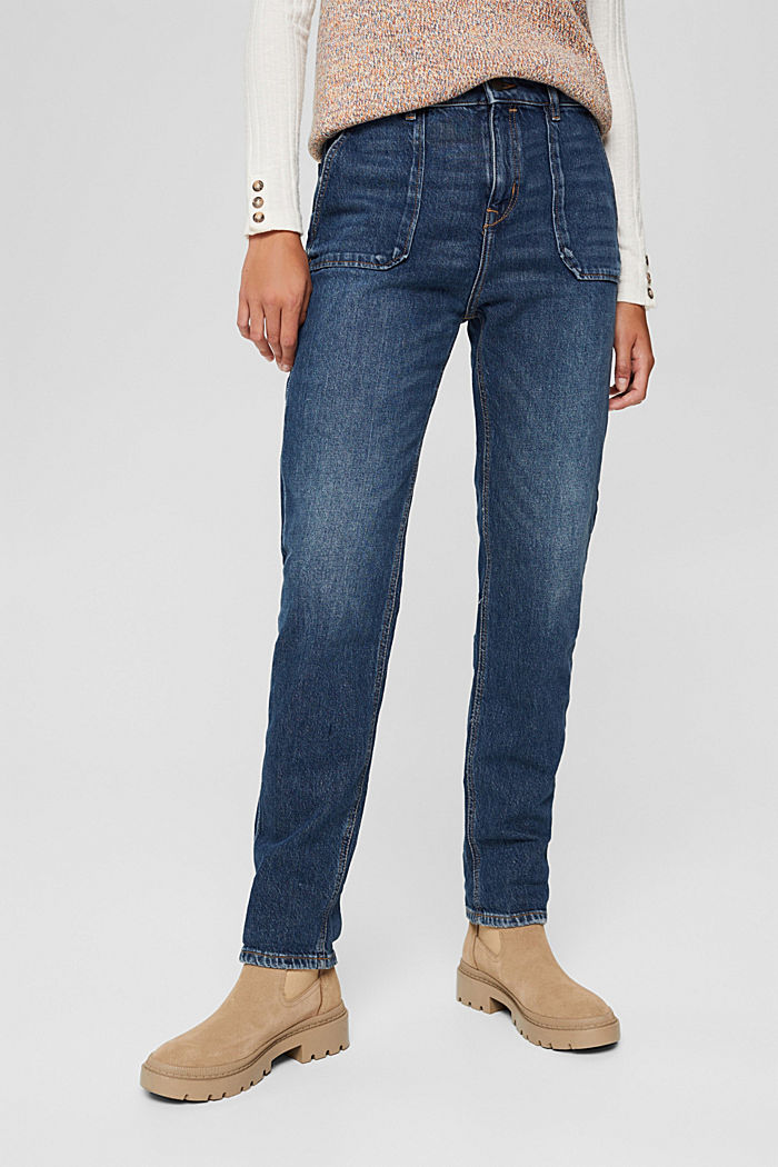 Boyfriend jeans in organic cotton, BLUE DARK WASHED, detail image number 0