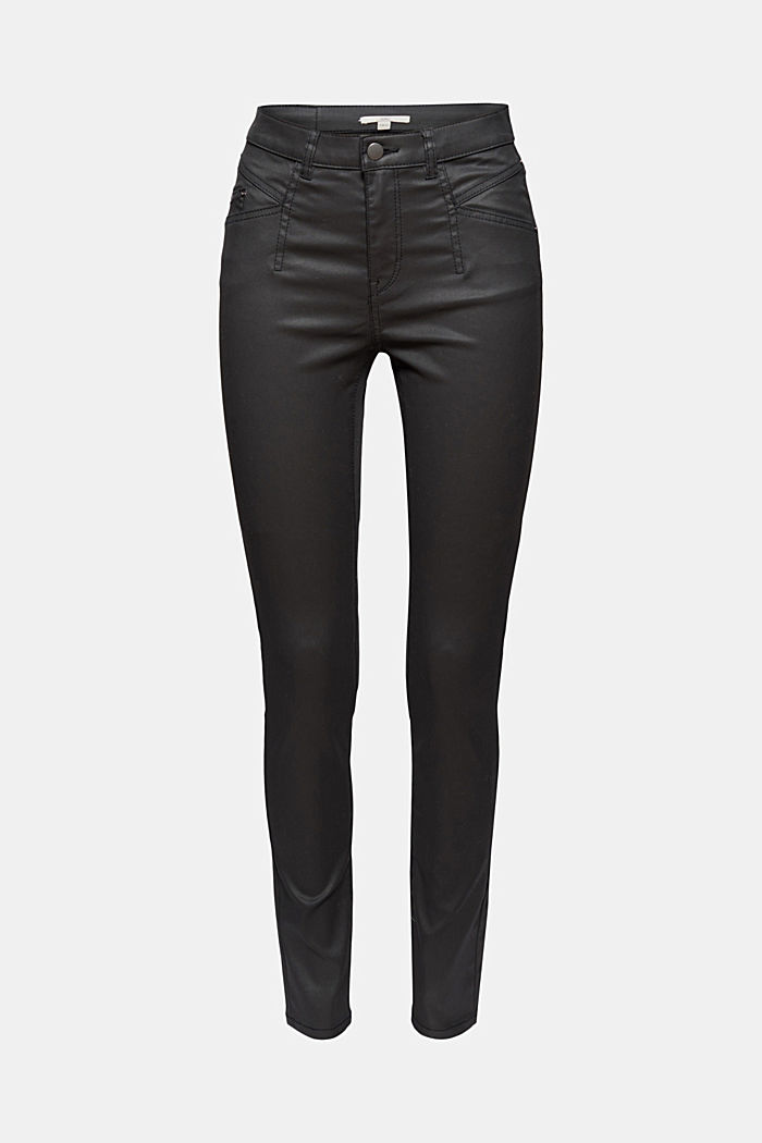 Coated stretch trousers